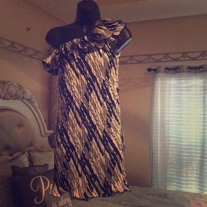 One shoulder black and white ruffled dress